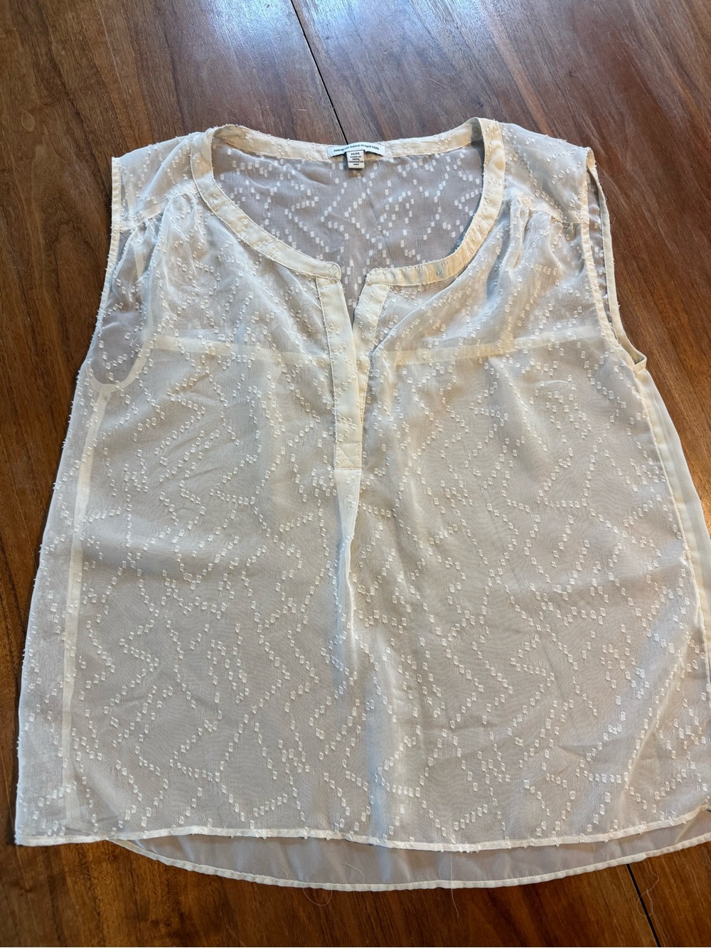 American Eagle Outfitters Ivory Sleeveless Swiss Dot Camisole